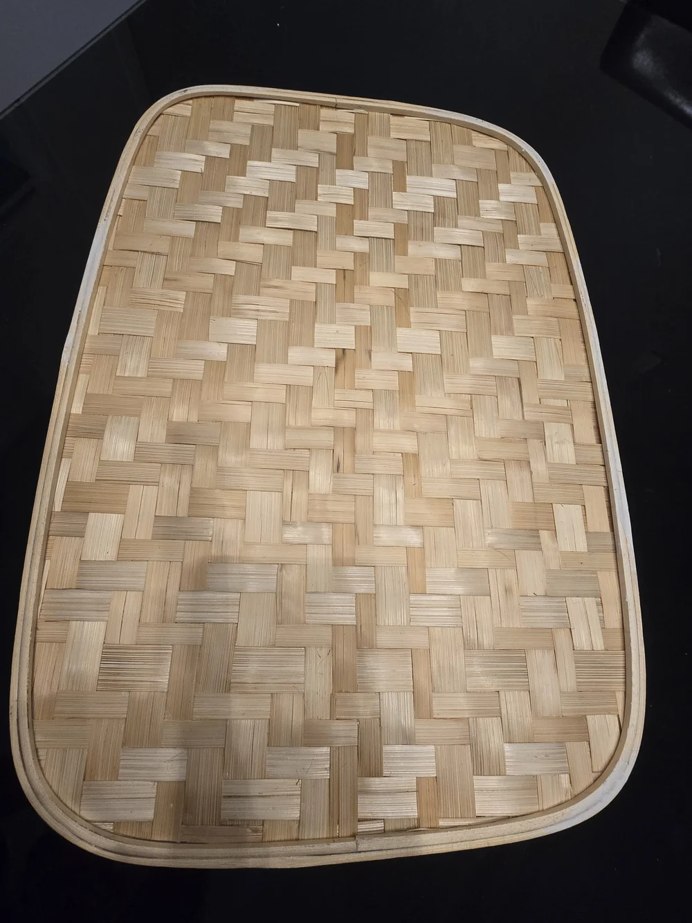 Handwoven Bamboo Serving Tray - Natural Light Brown